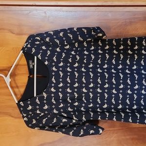 Lily rose dress - XS - navy with birds